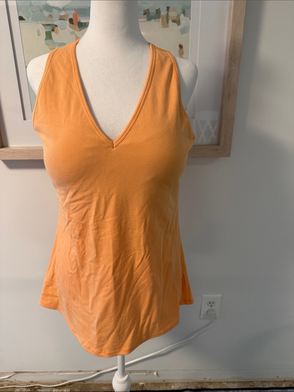 NWOT Sleeveless V-Neck Tank Top in Orange, built in bra, size 2XL